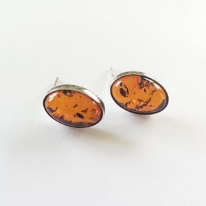 Amber earrings sterling silver